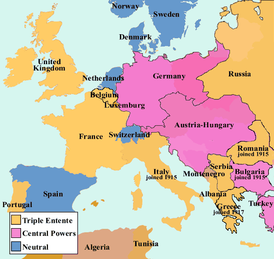 Map, Europe 1914