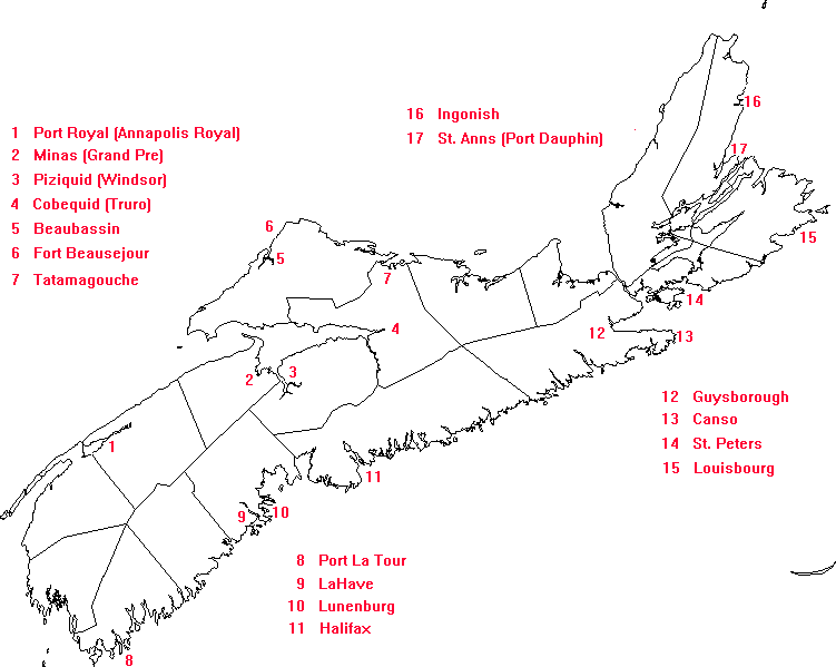 acadians map